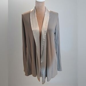 Pj Harlow Shelby Satin Trimmed Short Robe Jacket Womans Small Pockets